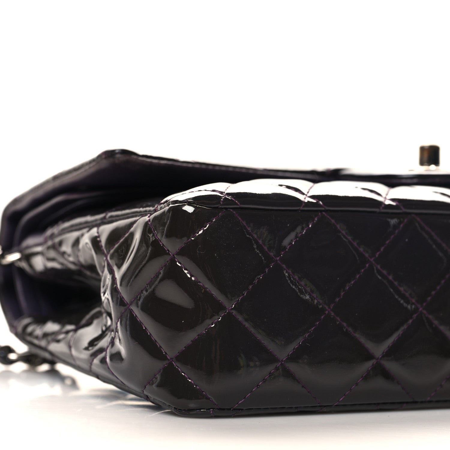 Chanel Patent Quilted Medium Double Flap Purple 9 of 11