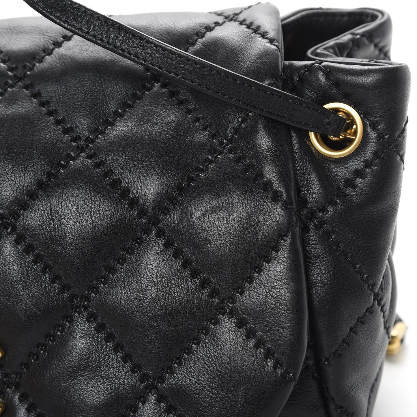 Calfskin Quilted Retro Chain Flap Black
