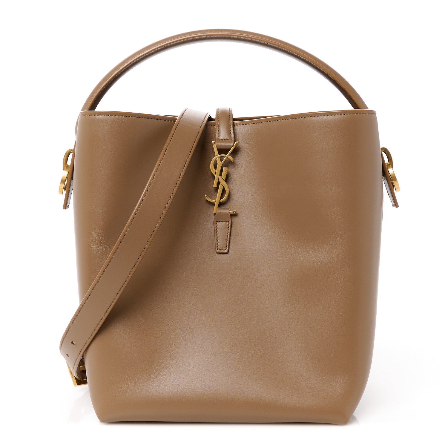 Saint Laurent Shiny Calfskin Le 37 Bucket Bag Dark Cork 1 of 14