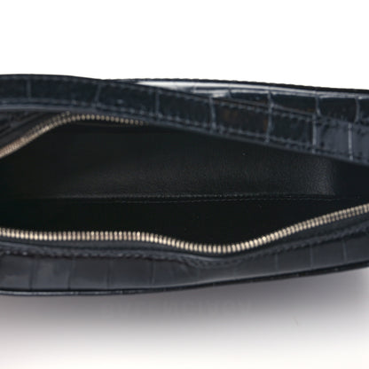 Balenciaga Shiny Calfskin Logo Crocodile Embossed S Everyday Camera Bag with Handle Black 5 of 8