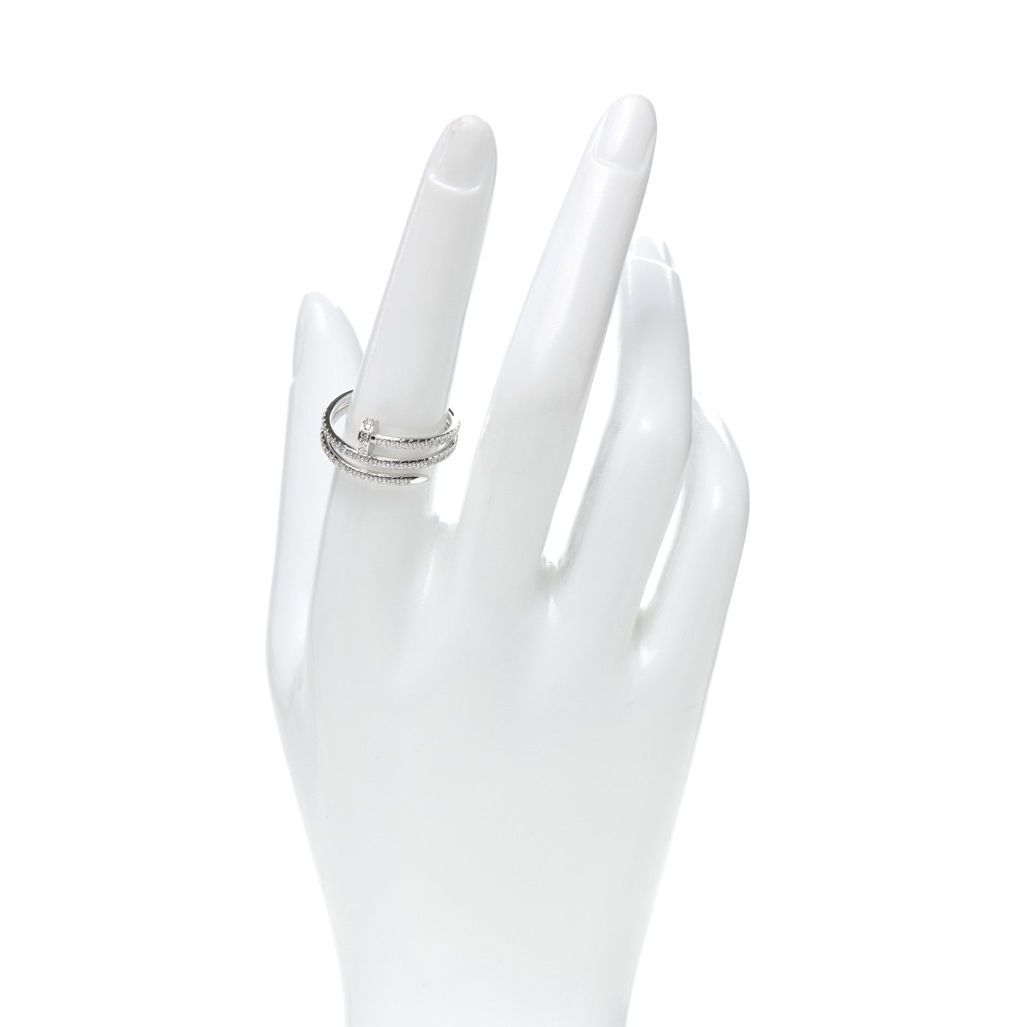 Cartier 18K White Gold Diamond Double Juste Un Clou Paved Ring 58 8.25 2 of 6