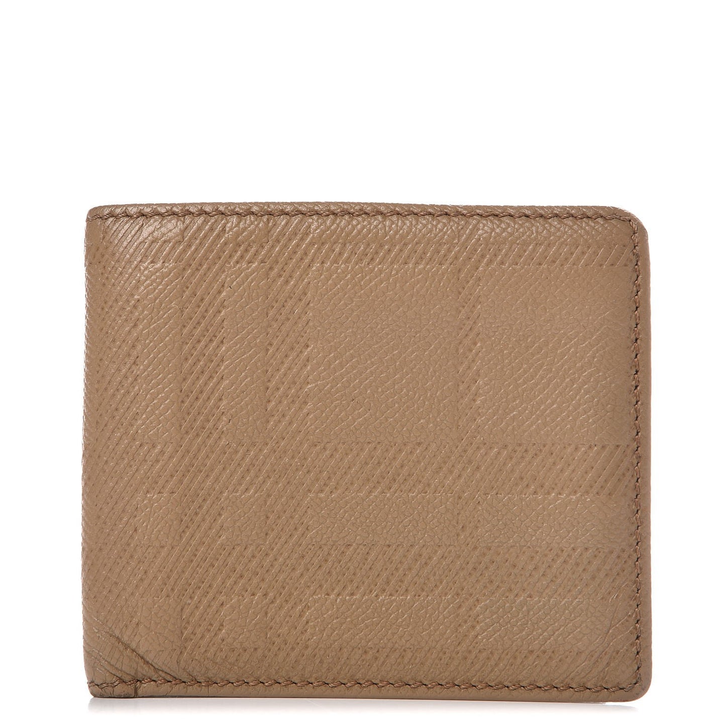 London Grainy Check Embossed Billfold Wallet Camel