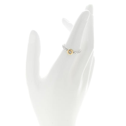 David Yurman Sterling Silver 14K Yellow Gold Diamond Petite Cable Ring 52 6 2 of 5