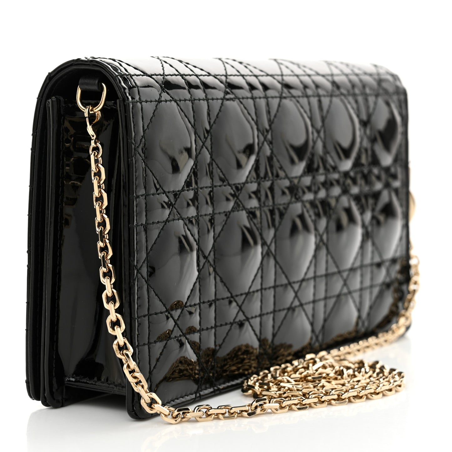 Patent Cannage Lady Dior Pouch Black