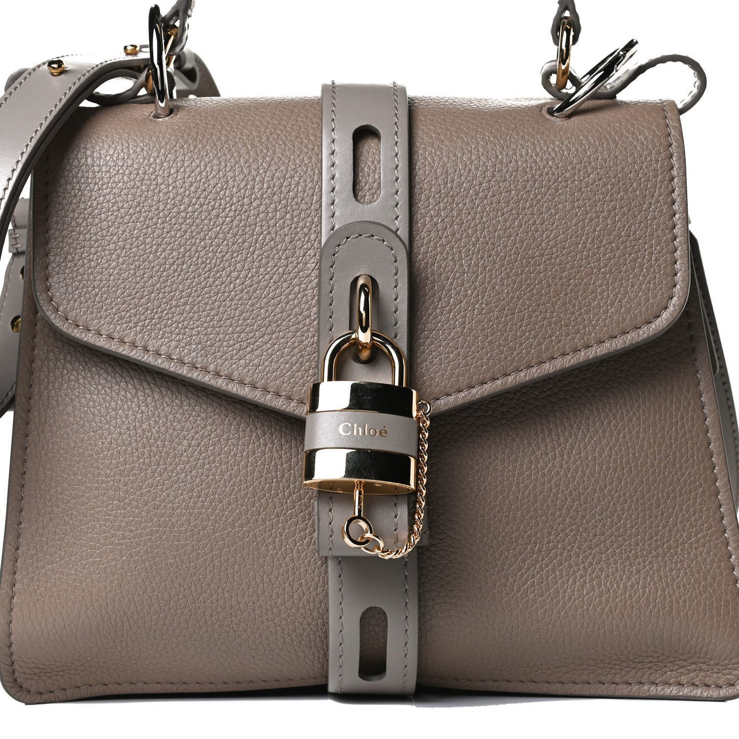Shiny Grained Calfskin Medium Aby Day Shoulder Bag Motty Grey