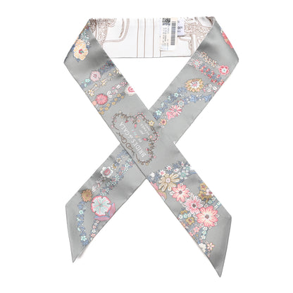 Hermes Silk Brides De Gala En Fleurs Twilly Vert Amande Rose 1 of 4