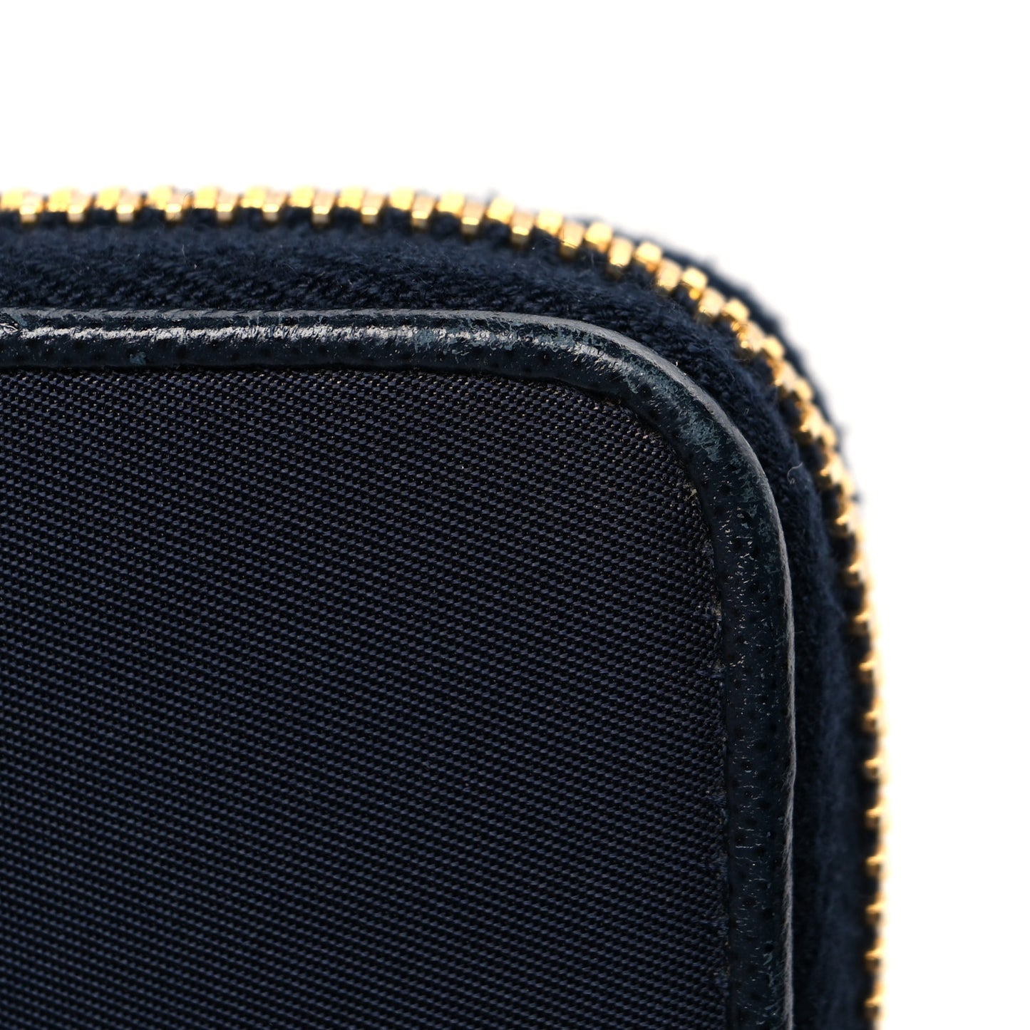 Tessuto Nylon Metal Zip Around Wallet Bleu