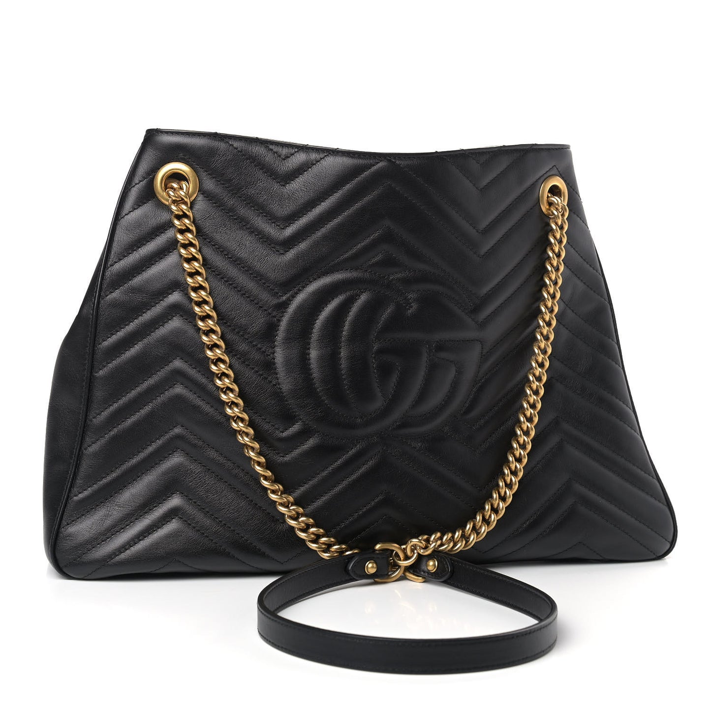 Calfskin Matelasse Medium GG Marmont Shoulder Tote Bag Black