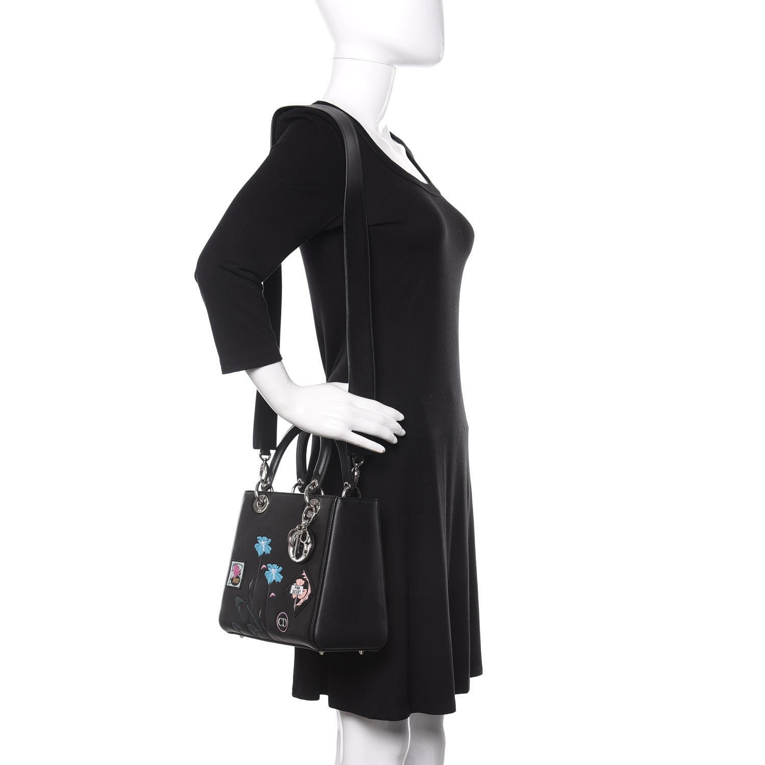 Christian Dior Calfskin Paradise Medium Lady Dior Black 2 of 13