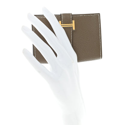 Hermes Chevre Mysore Bearn Card Holder Wallet Etoupe 2 of 8