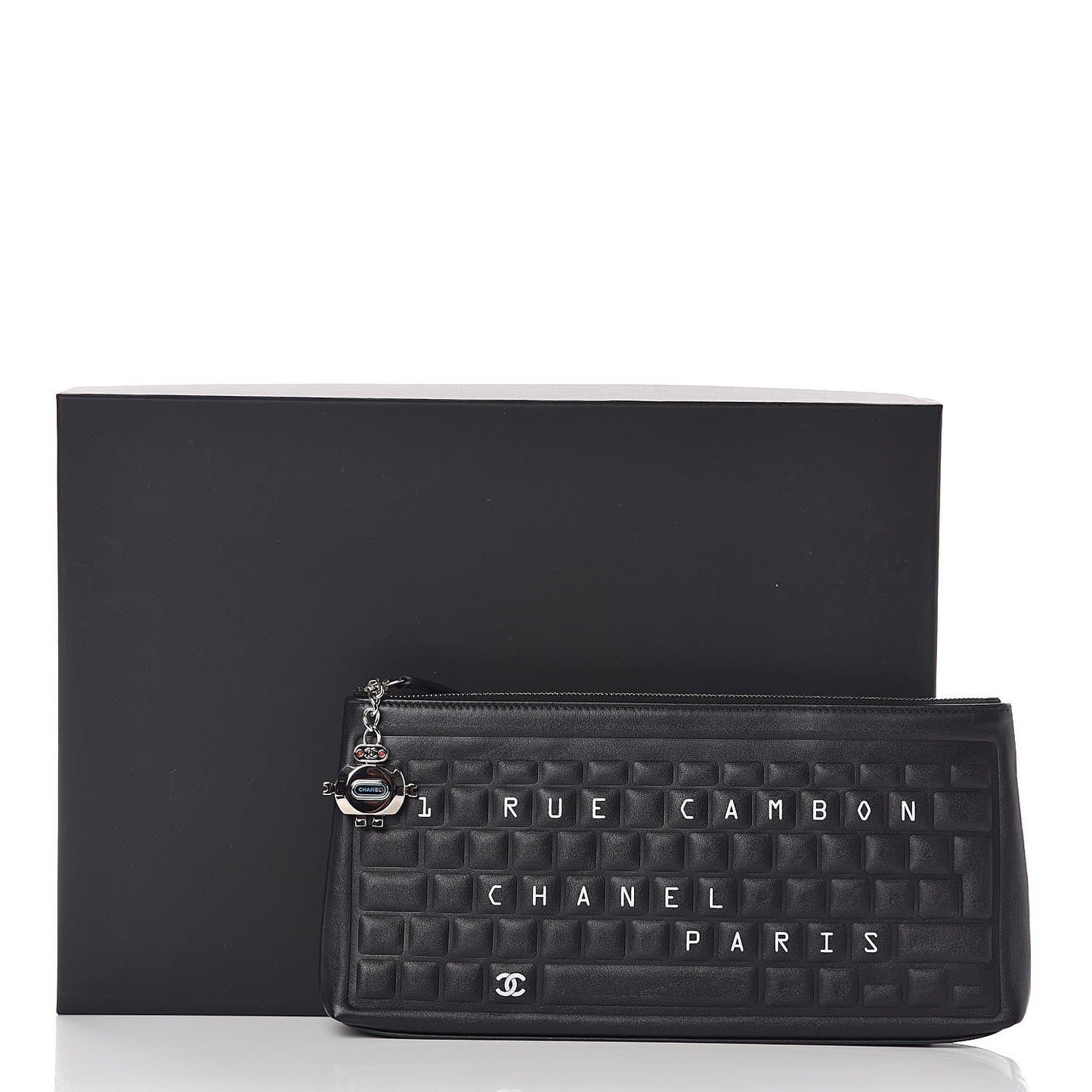 Metallic Calfskin Keyboard Pouch Black