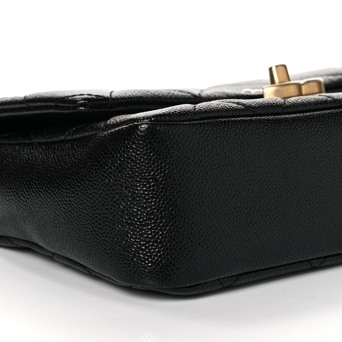 Shiny Caviar Quilted Small Chain Melody Flap Black