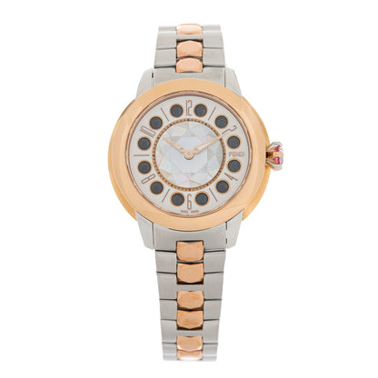 Fendi Stainless Steel Mother of Pearl Topaz Spinel 33mm Ishine Rotating Gem Two Tone Quartz Watch 2 of 6