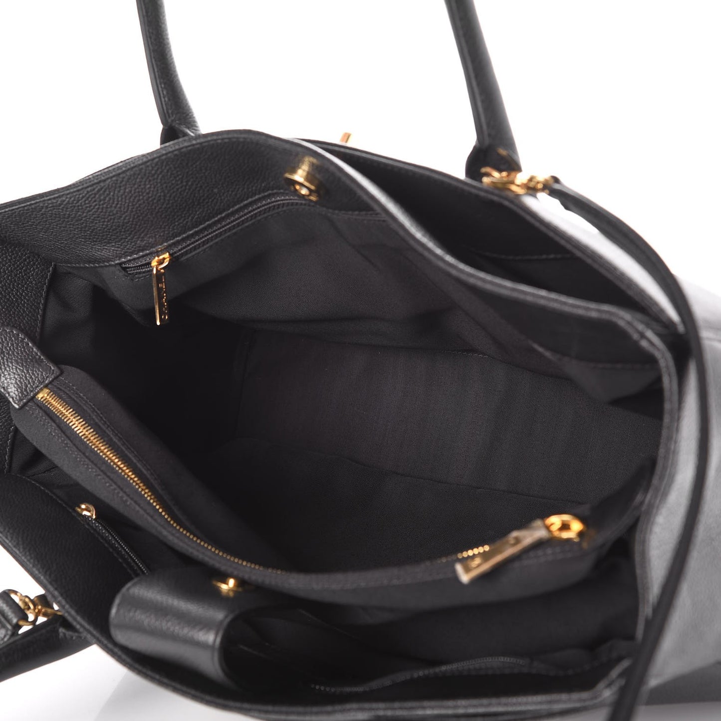 Calfskin Cerf Executive Shopper Tote Black
