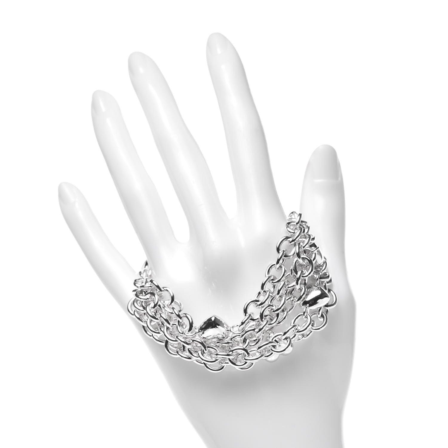 Tiffany Sterling Silver Multi Strand Puff Heart Bracelet 2 of 5