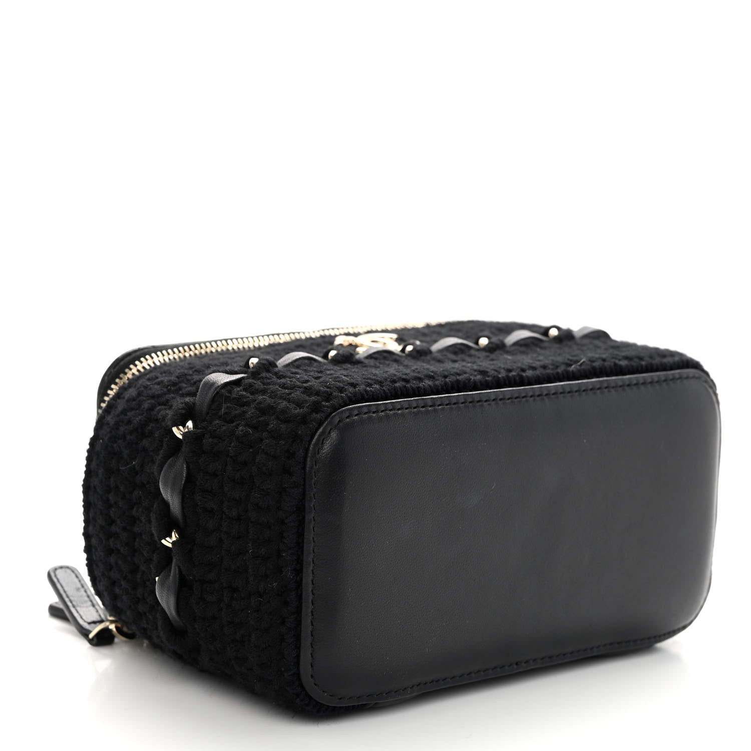 Chanel Lambskin Crochet Quilted Small Vanity Case With Chain Black 4 of 10