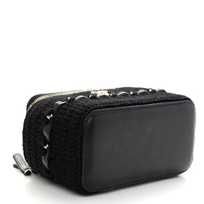Chanel Lambskin Crochet Quilted Small Vanity Case With Chain Black 4 of 10