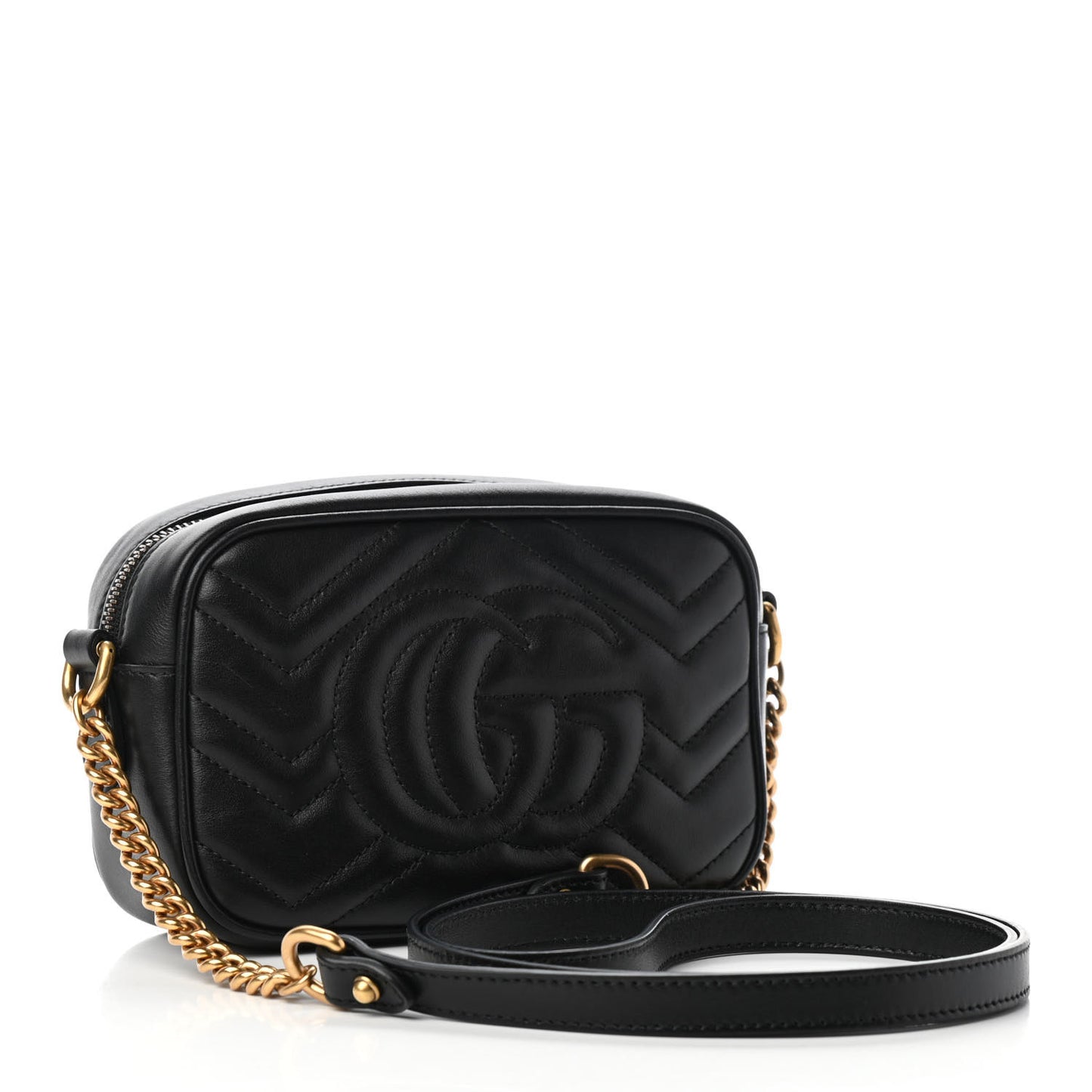 Calfskin Matelasse Mini GG Marmont Chain Shoulder Bag Black