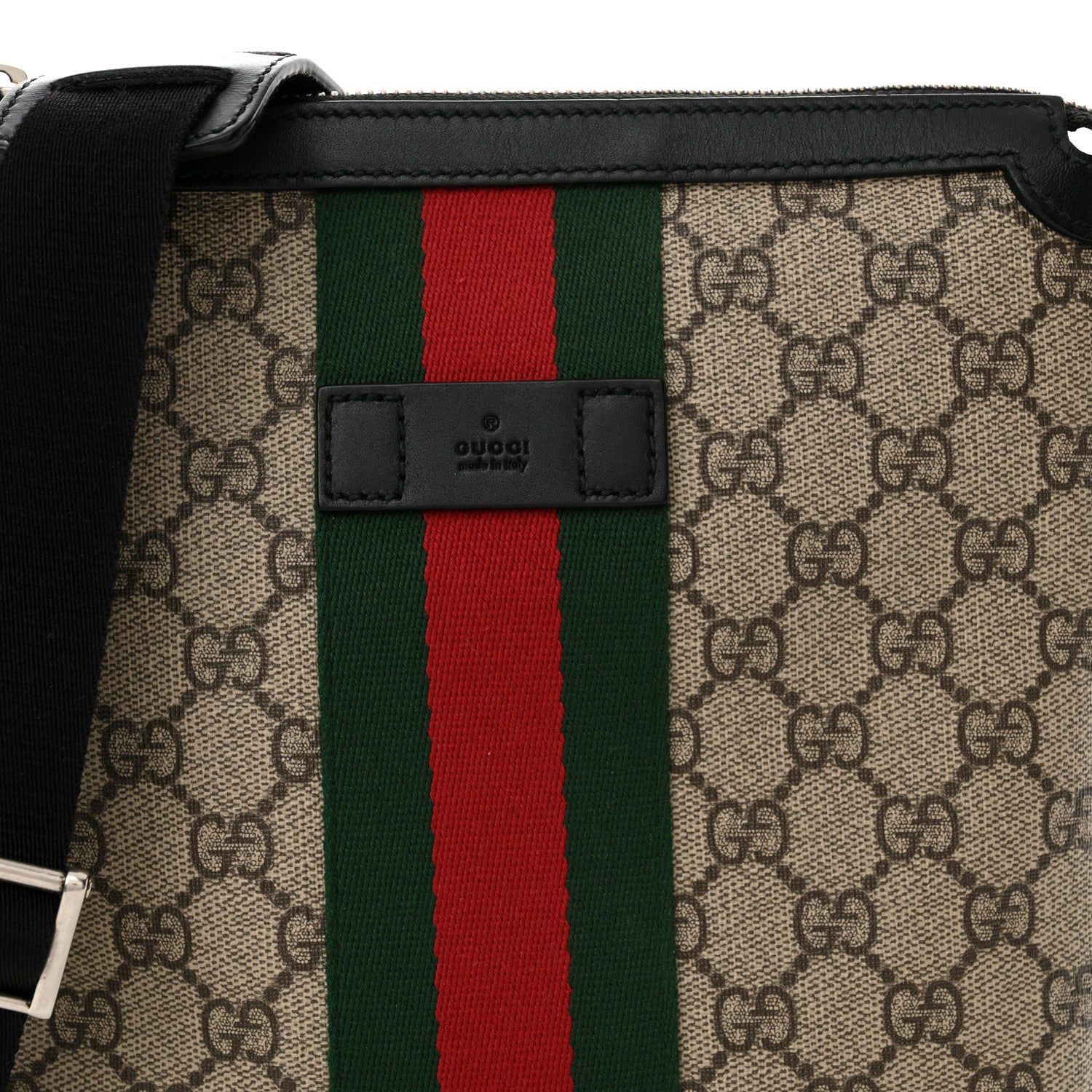 Gucci GG Supreme Monogram Web Messenger Bag Black 8 of 11