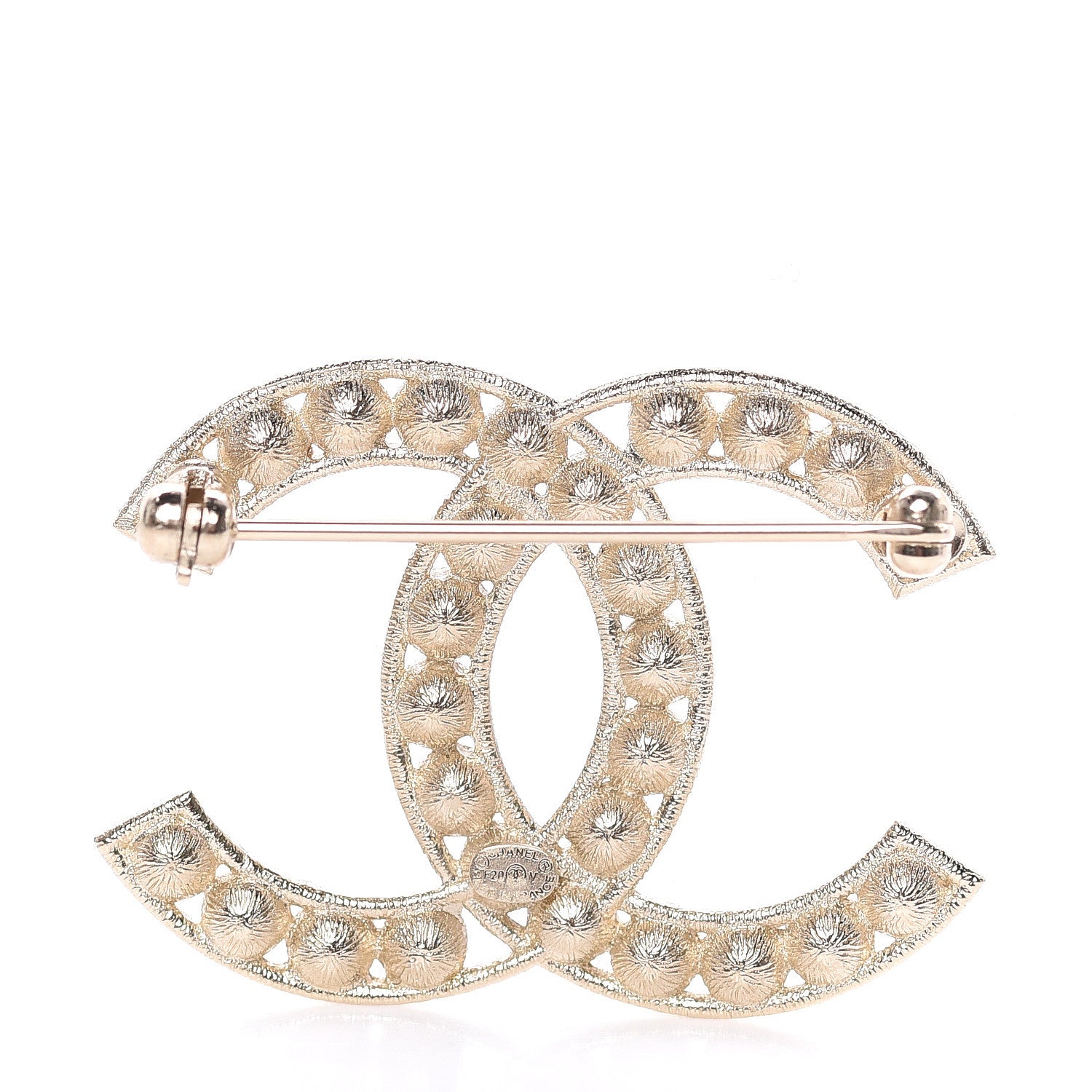 Chanel Crystal CC Brooch Light Gold 3 of 5