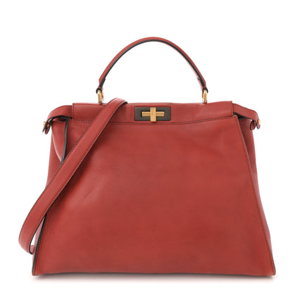 Fendi Vitello Suede Large Peekaboo Iconic Satchel Terra di Siena 1 of 15