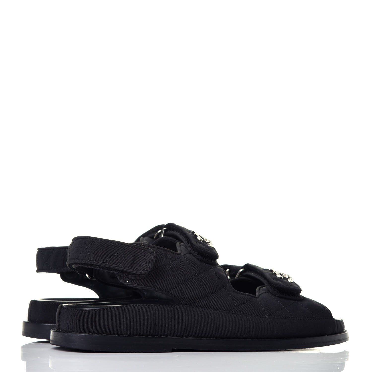 Chanel Fabric Velcro Dad Sandals 39 Black 4 of 8