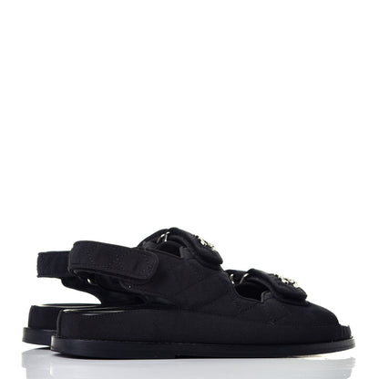 Chanel Fabric Velcro Dad Sandals 39 Black 4 of 8