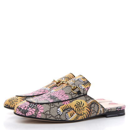 Gucci GG Supreme Monogram Bengal Womens Princetown Slippers 38.5 Beige Crop Pink 3 of 10