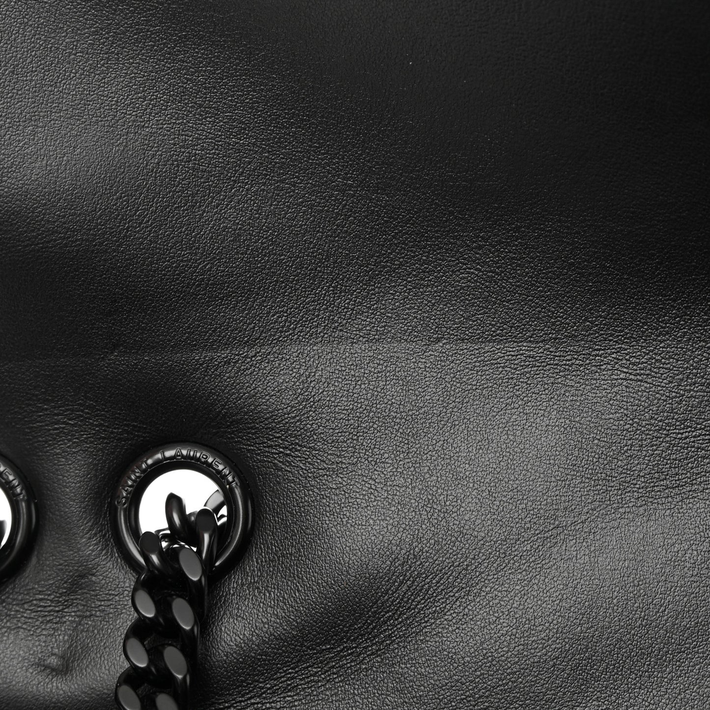 Calfskin Y Quilted Monogram Monochrome Large Loulou Chain Satchel Black