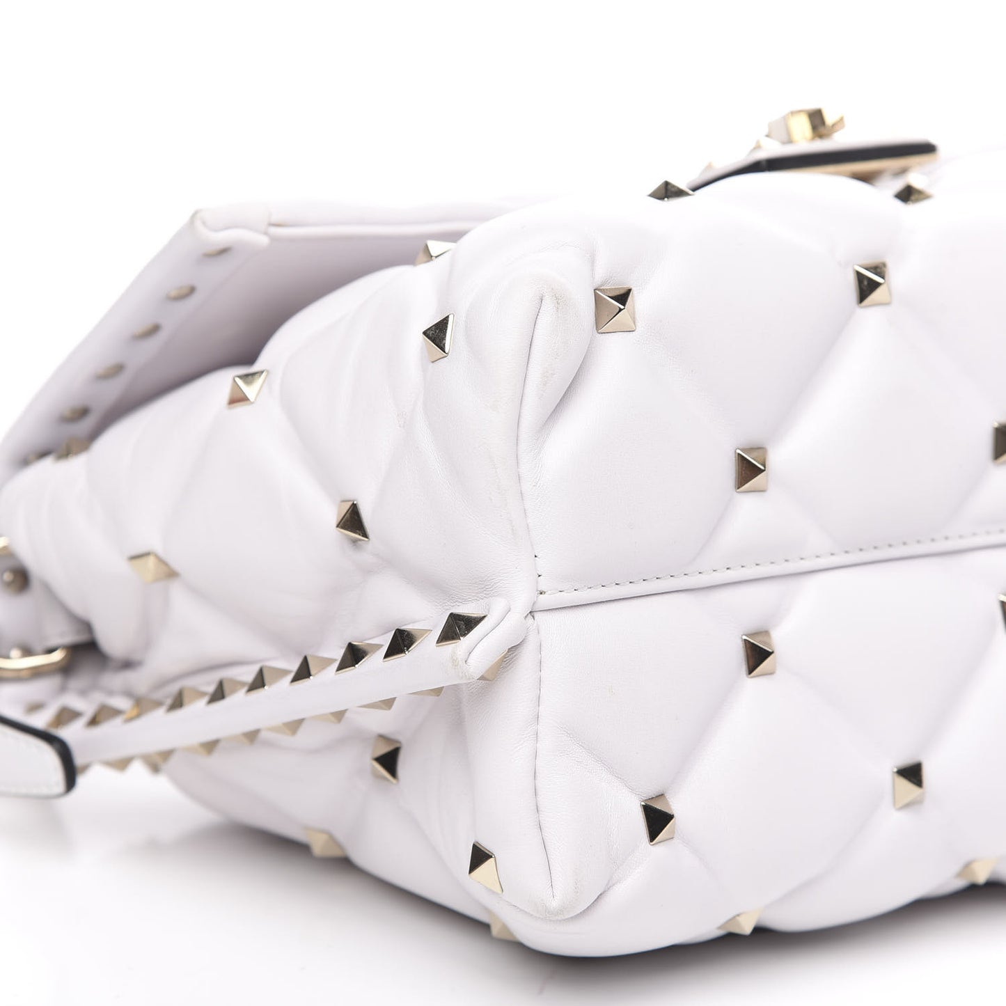 Lambskin VLTN Print Candystud Top Handle Bag Optic White Black