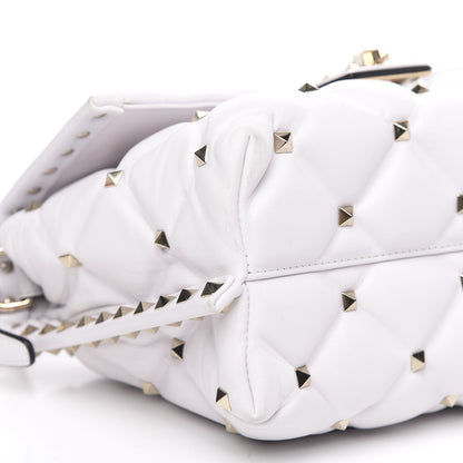 Valentino Garavani Lambskin VLTN Print Candystud Top Handle Bag Optic White Black 7 of 12
