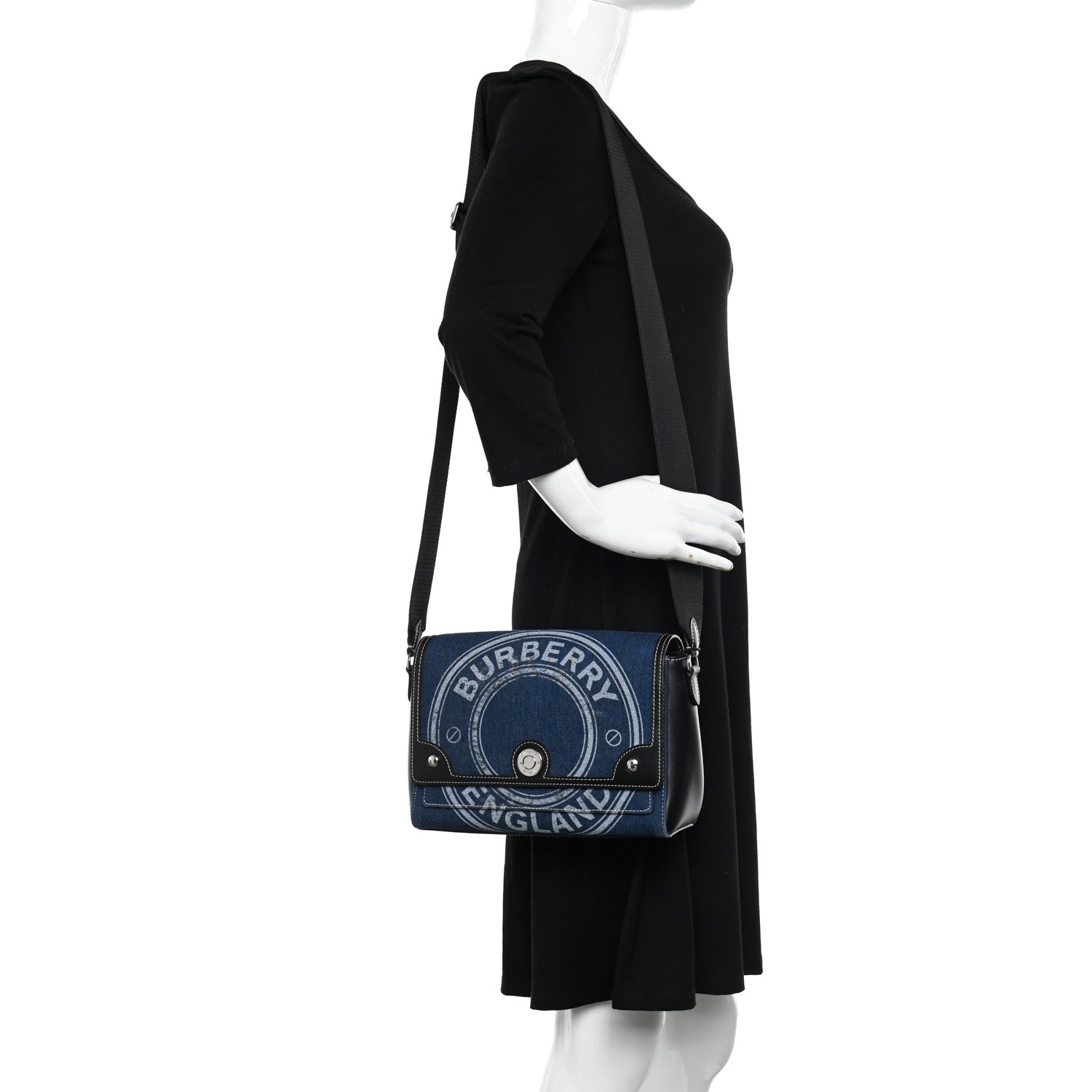 Burberry Denim Medium Print Note Crossbody Bag Blue 2 of 11