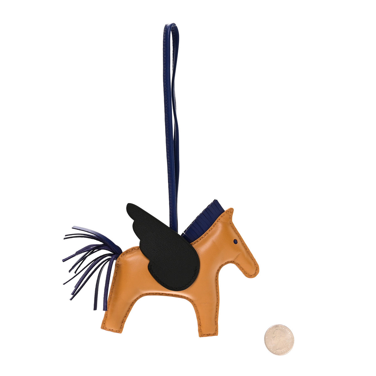 Milo Lambskin Grigri Rodeo Pegase Horse Bag Charm MM Sesame Black Bleu Saphir