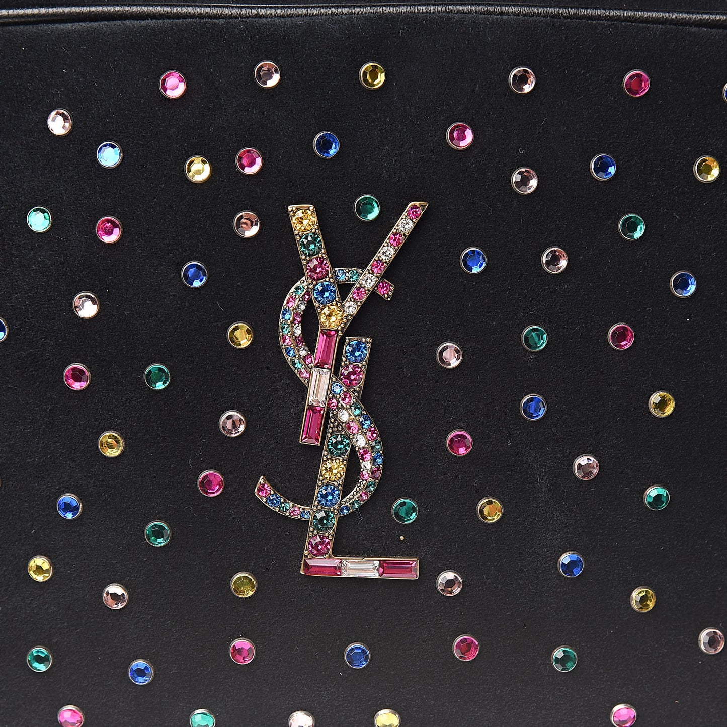 Suede Crystal Camera Bag Black