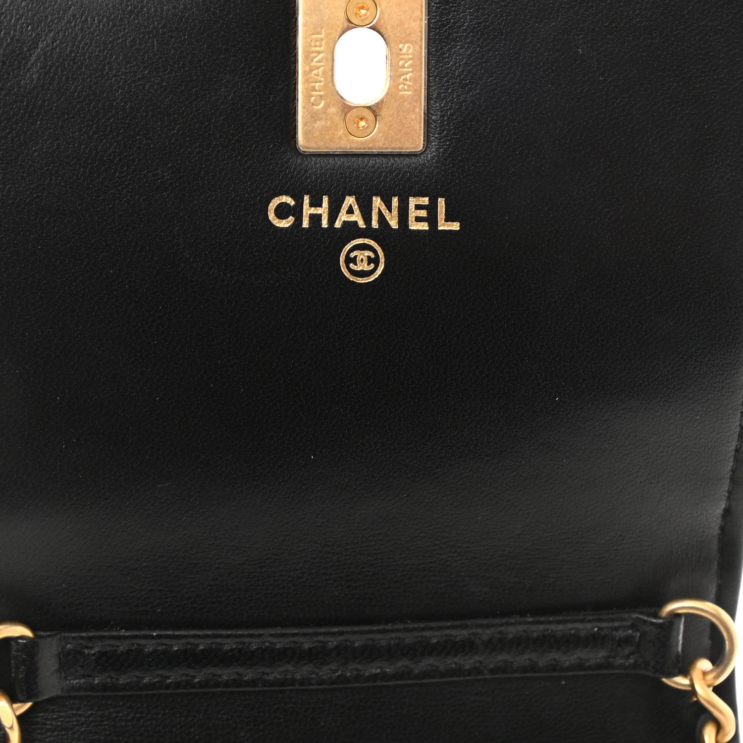 Chanel Lambskin Quilted Pearl Crush Phone Holder With Chain Black 7 of 12