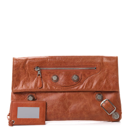 Balenciaga Agneau Giant 21 Silver Hardware Envelope Clutch Mandarine 1 of 10