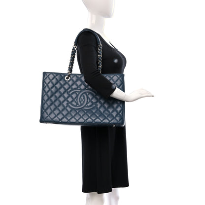 Chanel Caviar Quilted XL Grand Shopping Tote GST Dark Blue 2 of 9