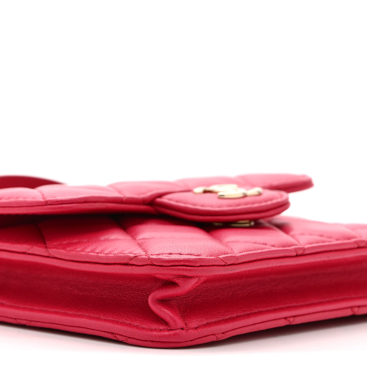 Chanel Lambskin Quilted Top Handle Flap Coin Purse With Chain Dark Pink 10 of 12
