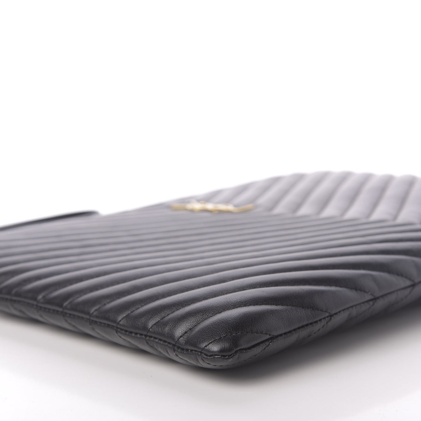 Calfskin Matelasse Chevron Monogram Document Holder Black