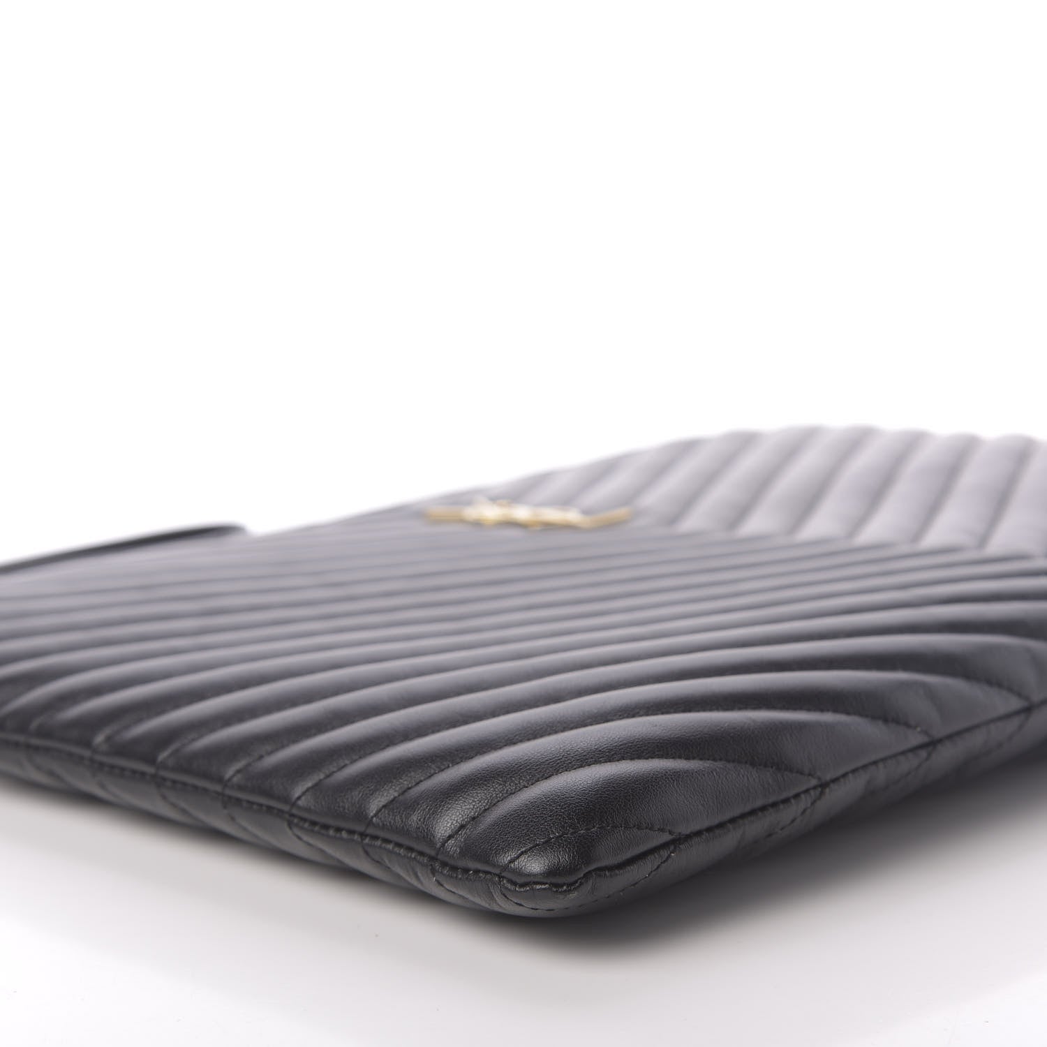 Saint Laurent Calfskin Matelasse Chevron Monogram Document Holder Black 8 of 10