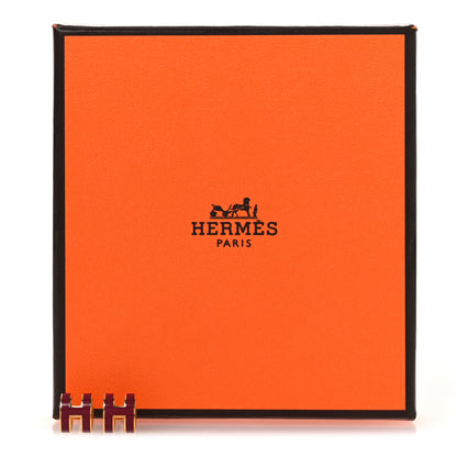 Hermes Gold Lacquered Mini Pop H Earrings Rouge Grenat 8 of 8