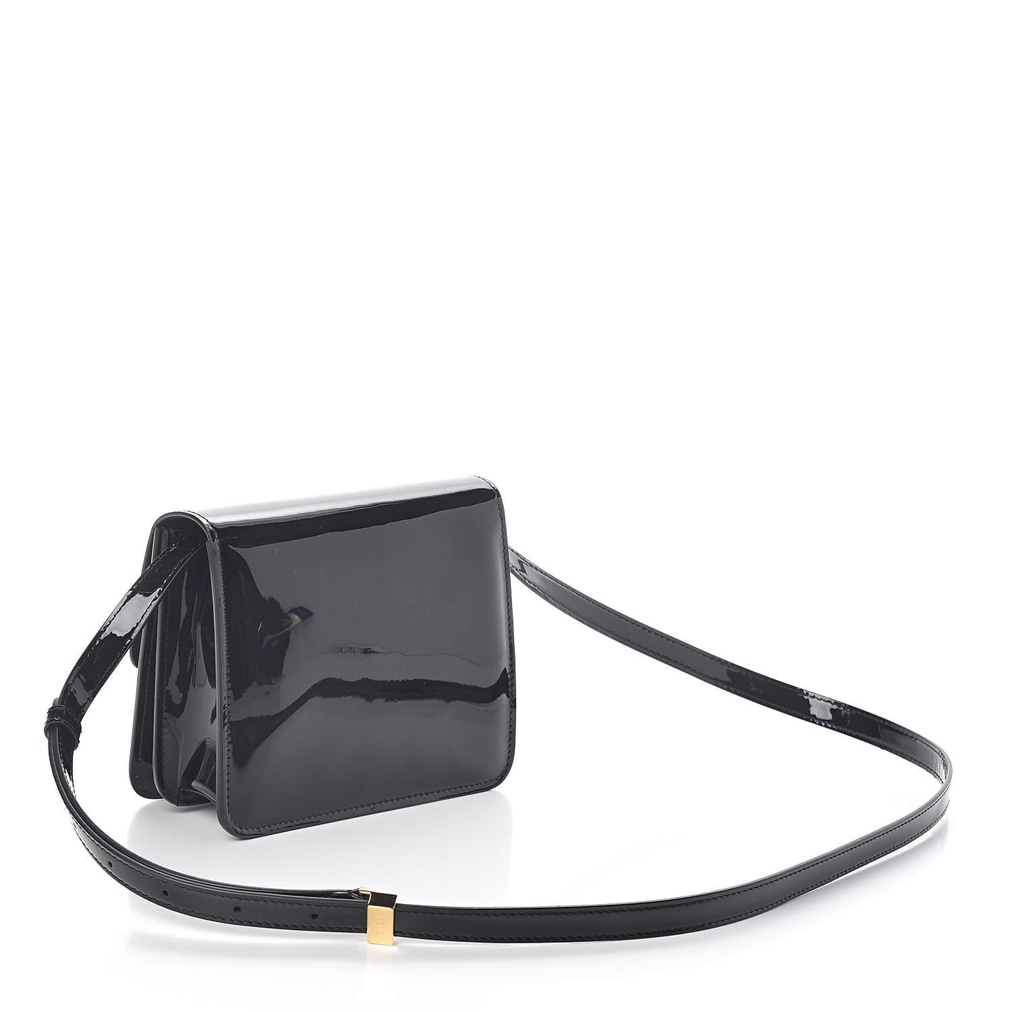 Vitello Vernice Mou Karligraphy Crossbody Bag Black