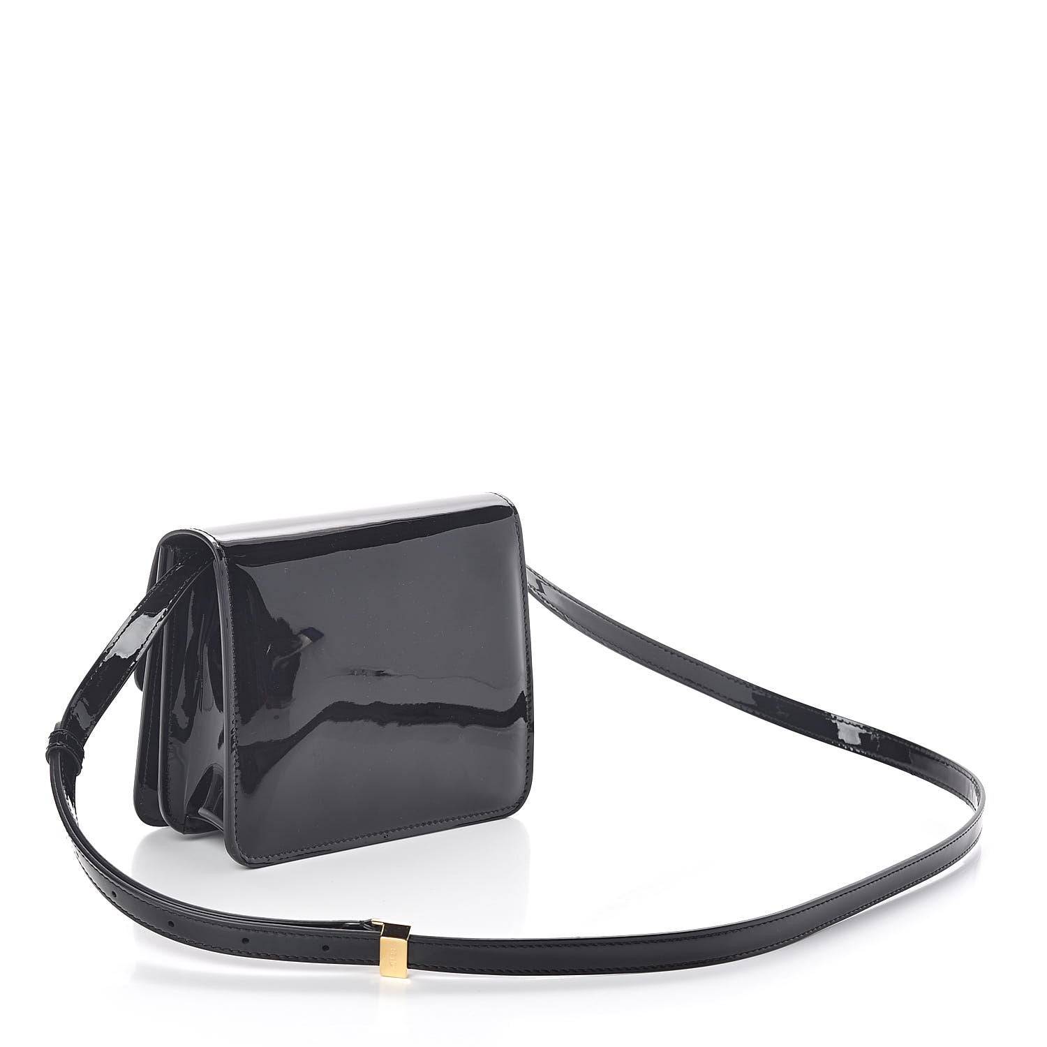 Fendi Vitello Vernice Mou Karligraphy Crossbody Bag Black 3 of 9