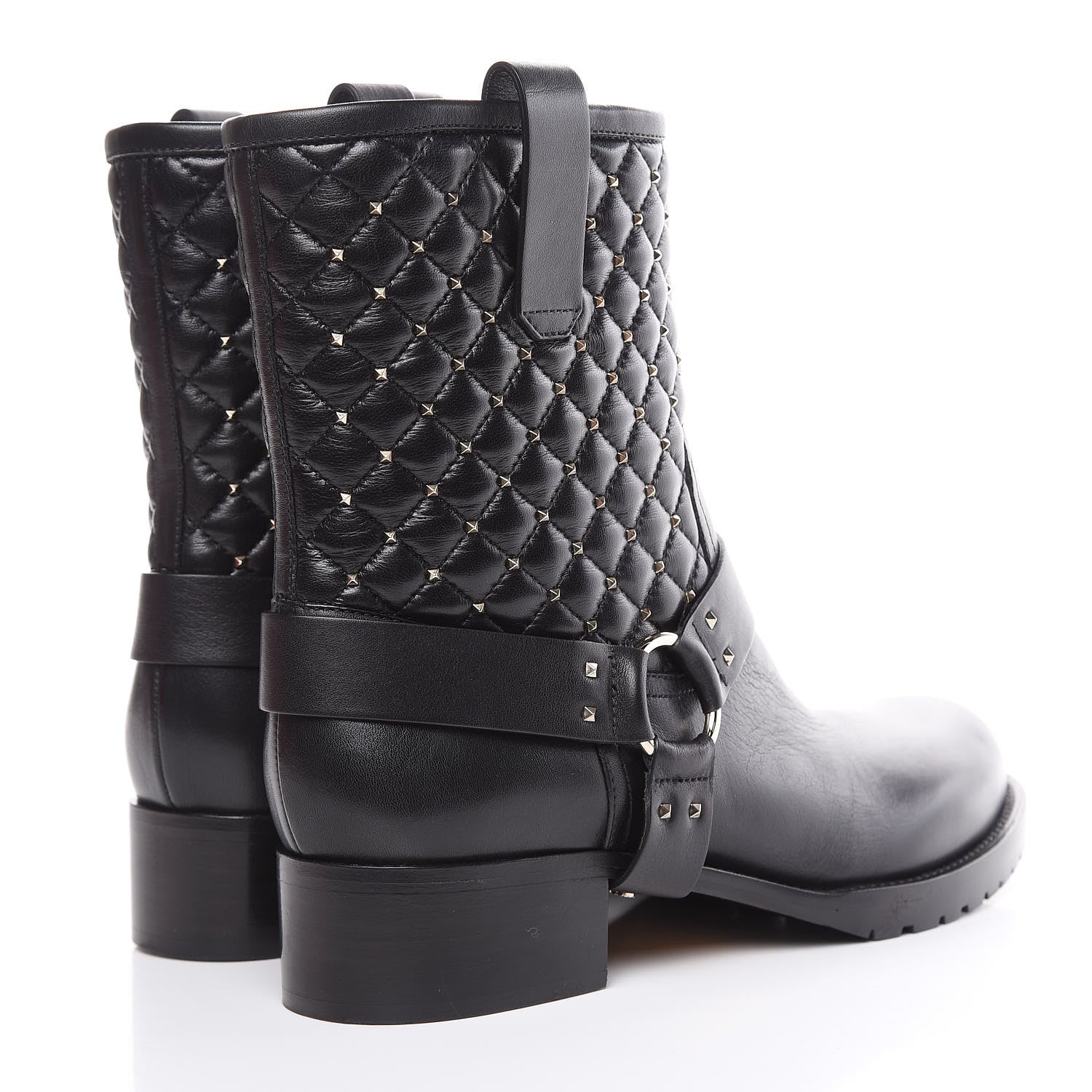 Valentino Garavani Calfskin Nappa Rockstud Spike 20mm Biker Boots 41 Black 4 of 10