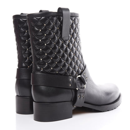 Valentino Garavani Calfskin Nappa Rockstud Spike 20mm Biker Boots 41 Black 4 of 10