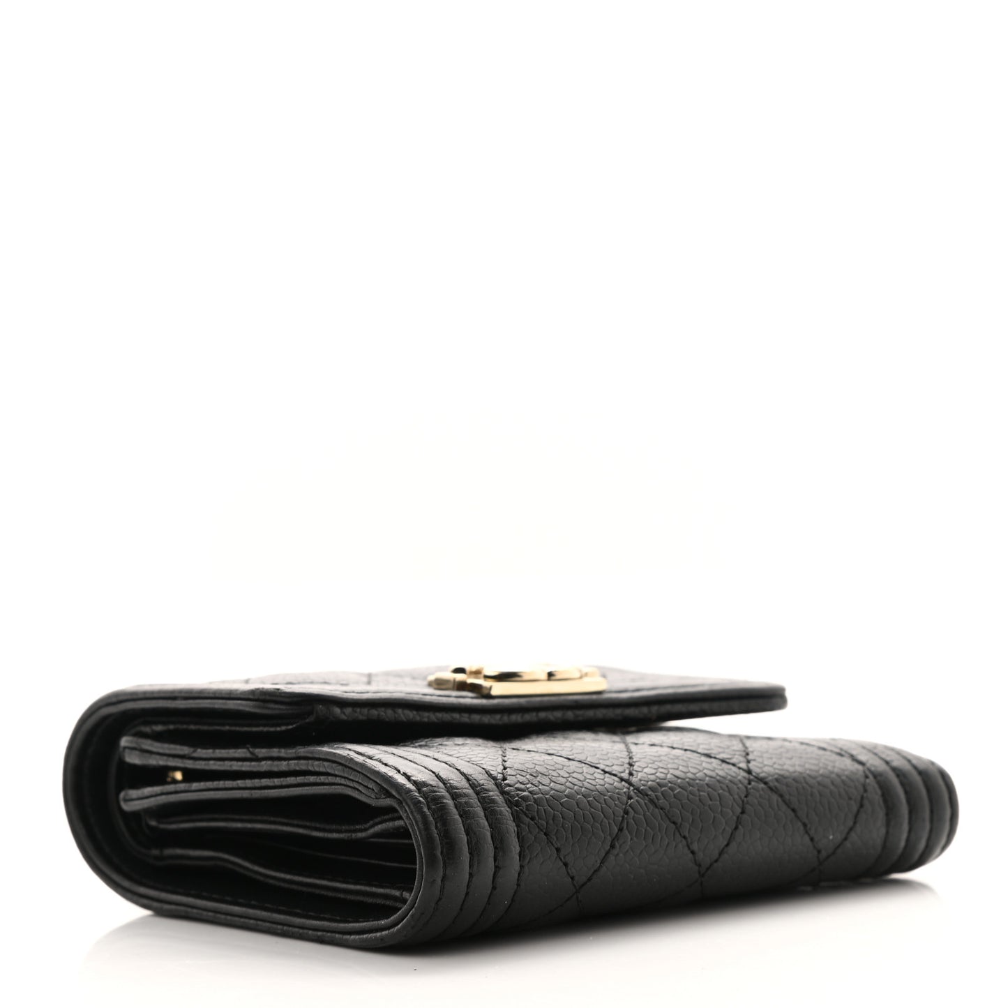 Caviar Quilted Compact Boy Wallet Black