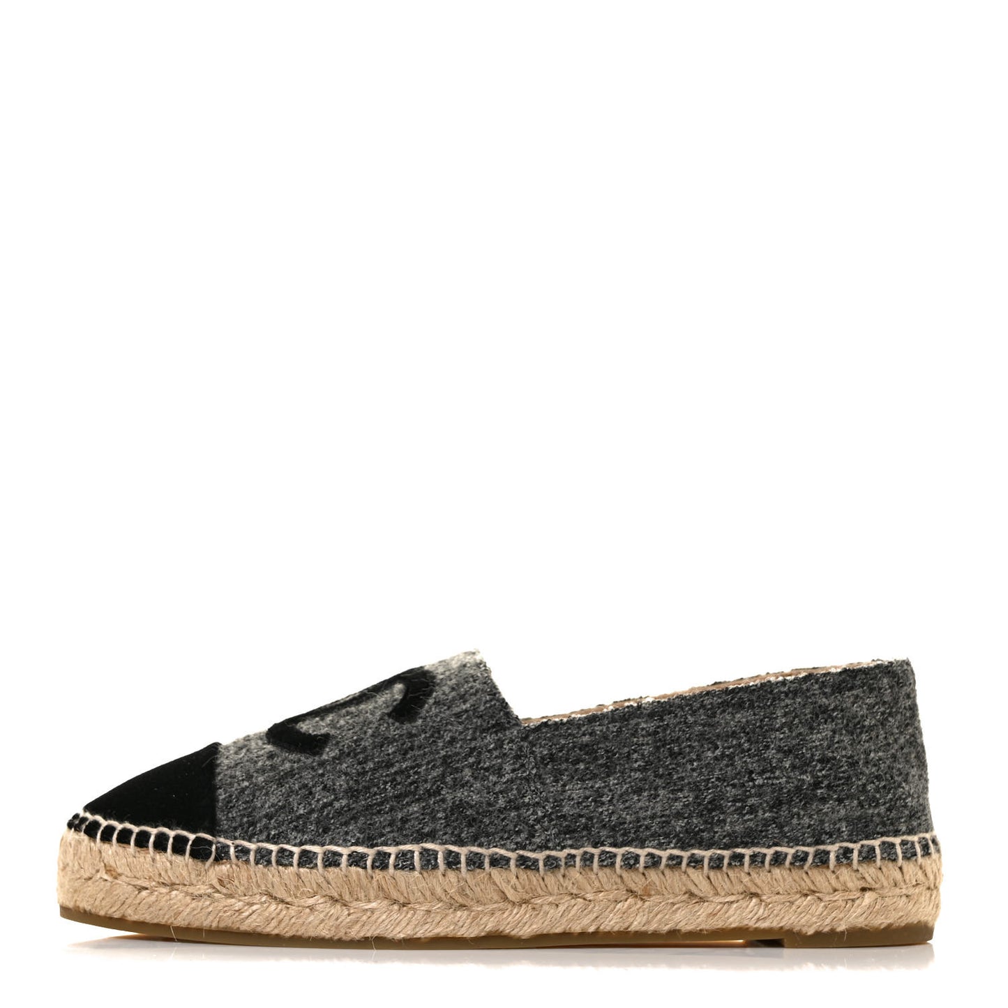 Tweed Velvet CC Espadrilles 37 Grey Black