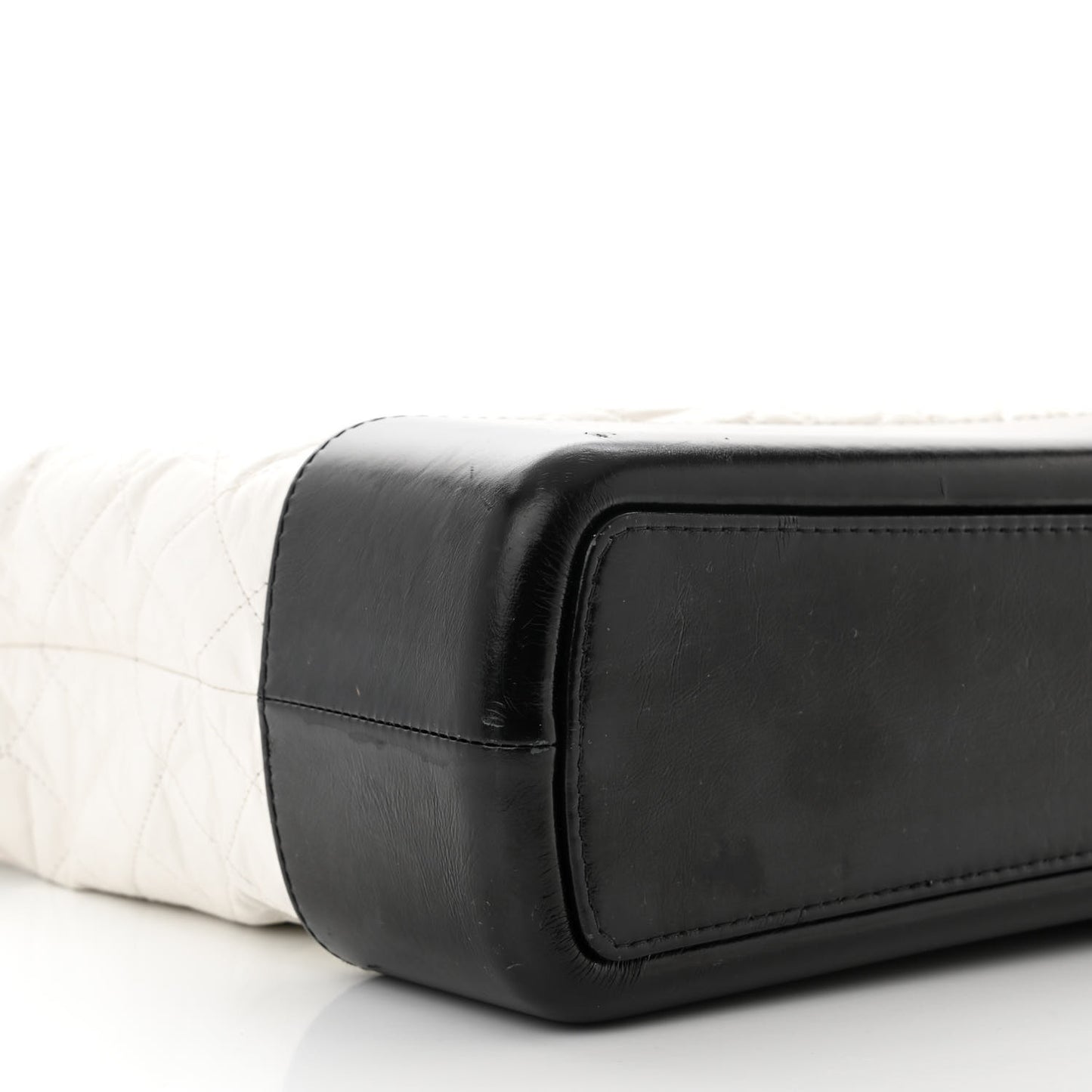 Aged Calfskin Quilted Maxi Gabrielle Hobo White Black