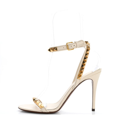 Valentino Garavani Calfskin Rockstud No Limit High-Heel Sandals 39.5 Light Ivory 1 of 16