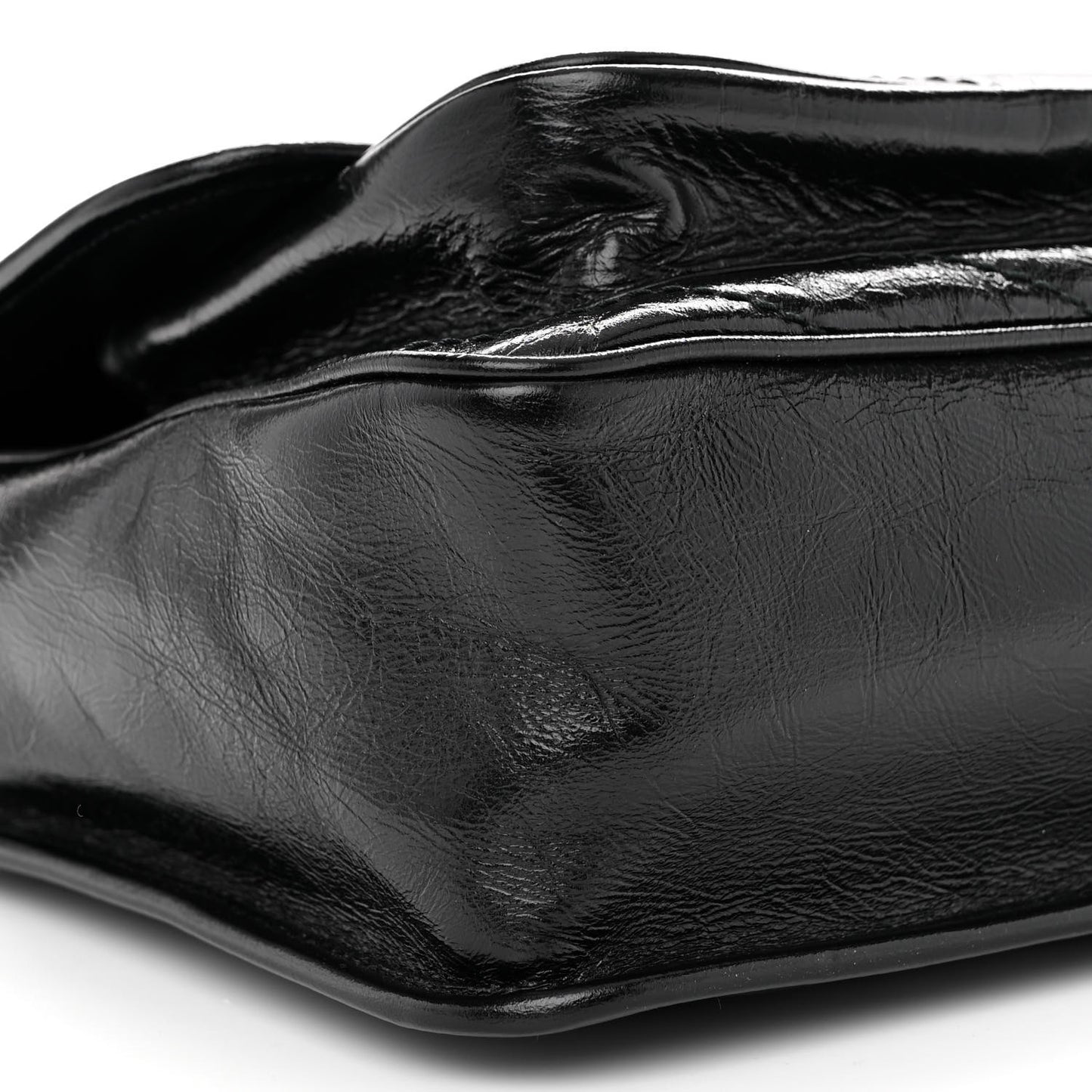 Crinkled Calfskin Matelasse Monogram Medium Niki Chain Satchel Black